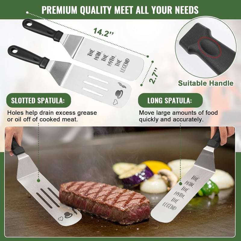 Fathers Day Grilling Gift Set with Spatula, Apron, and Bag