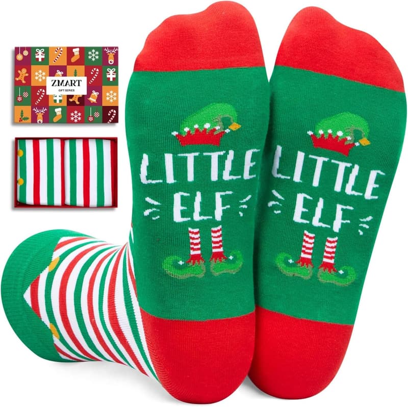 Secret Santa Socks for Women & Men - Elf & Snowman Design