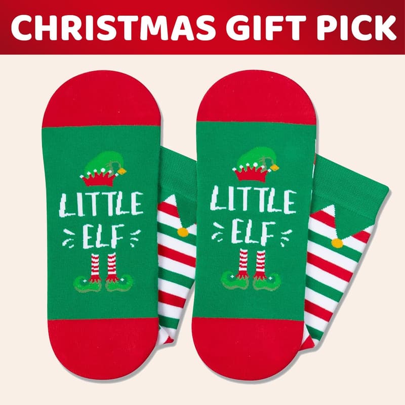Secret Santa Socks for Women & Men - Elf & Snowman Design