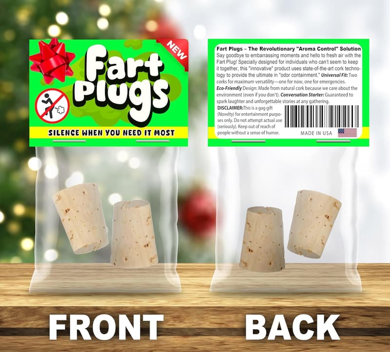 Funny Fart Plug Gag Gift for Christmas Parties and Pranks