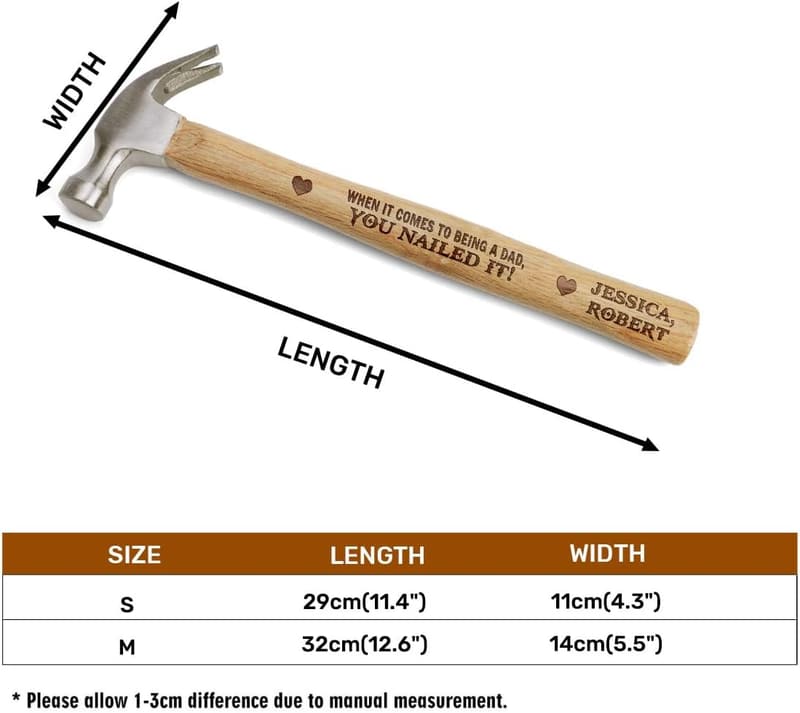 Father's Day Personalized Engraved Wooden Hammer