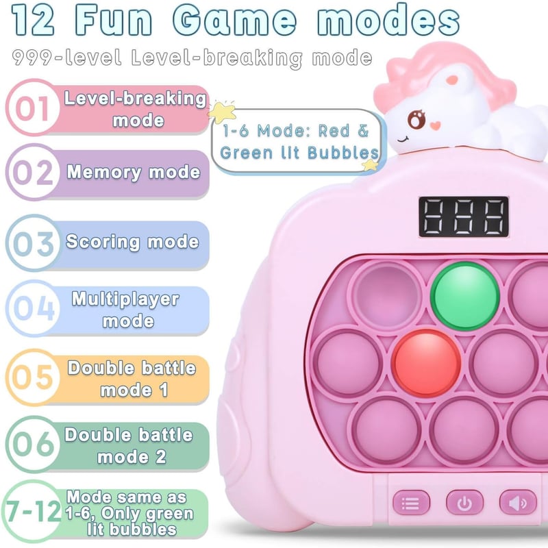 LED Push Pop Game for Kids - Fast Bubble Fidget Toy