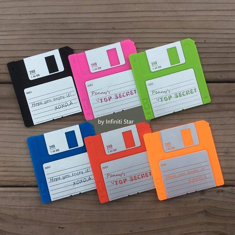 Floppy Disk Coaster Set for Geeky Office Decor – 6 Piece