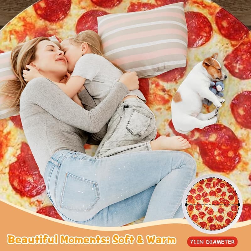 Graduation Gift: Pizza Blanket for Men, 71-Inch Flannel Throw