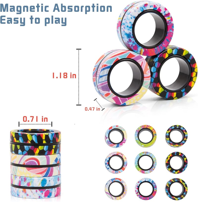 Fidget Spinner Rings Set - 9PCS Stress Relief Toys for Teens