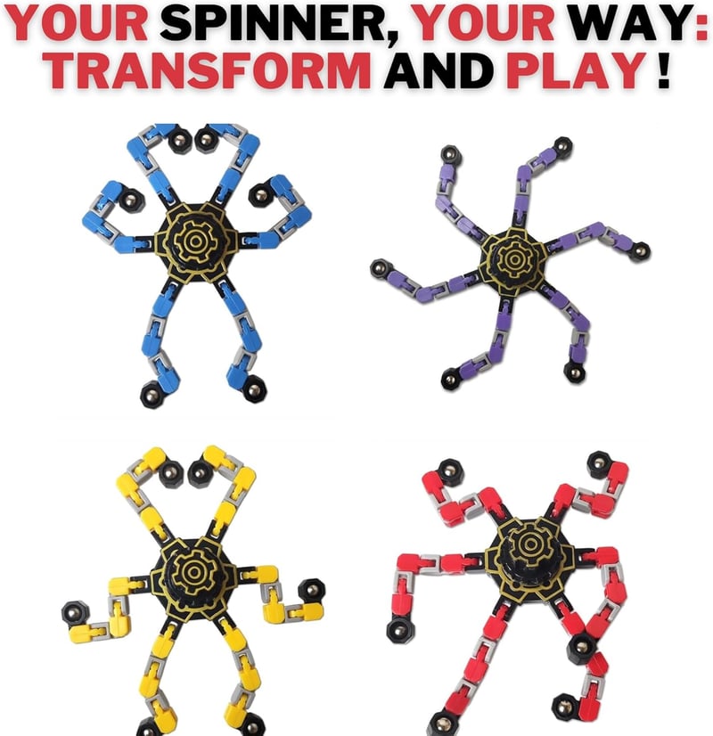 Colorful Transformable Fidget Spinners Set for Kids & Adults