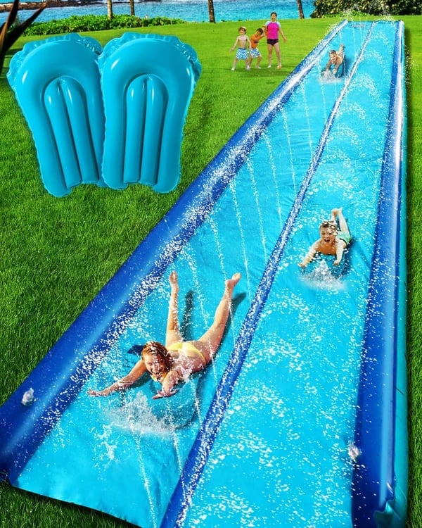 Extra Long Blue Shark Slip and Water Slide for Kids & Adults