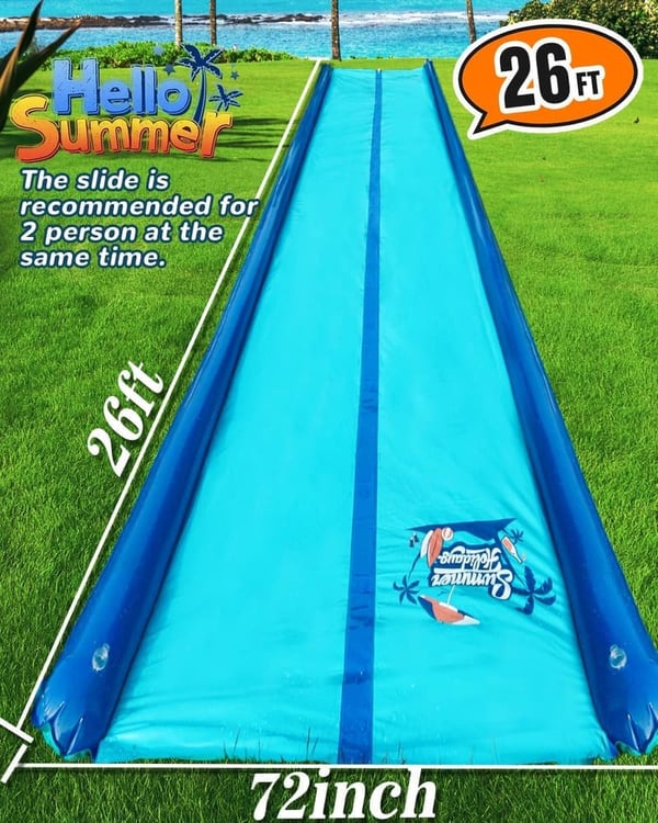 Extra Long Blue Shark Slip and Water Slide for Kids & Adults