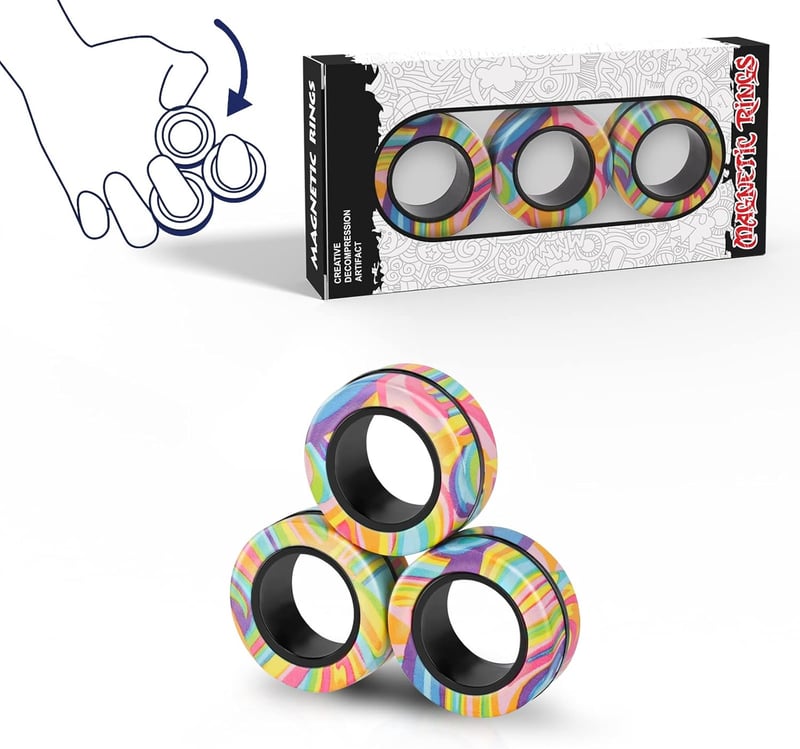ADHD Fidget Magnetic Rings Set for Anxiety Relief