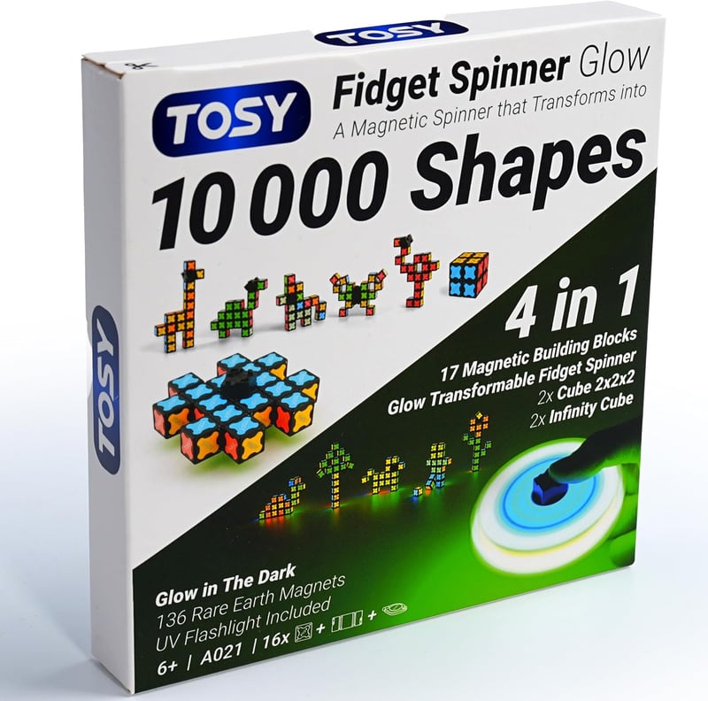 Glow-in-the-Dark 3-in-1 Fidget Spinner and Puzzle Cube for Kids