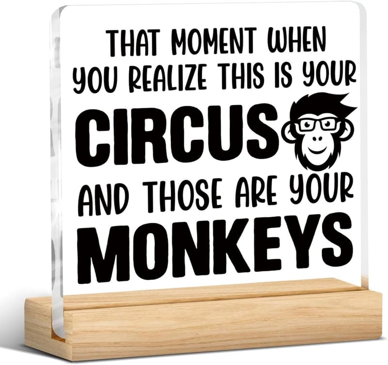 Boss Day Desk Decor: Funny Acrylic Sign for Managers, 4x4