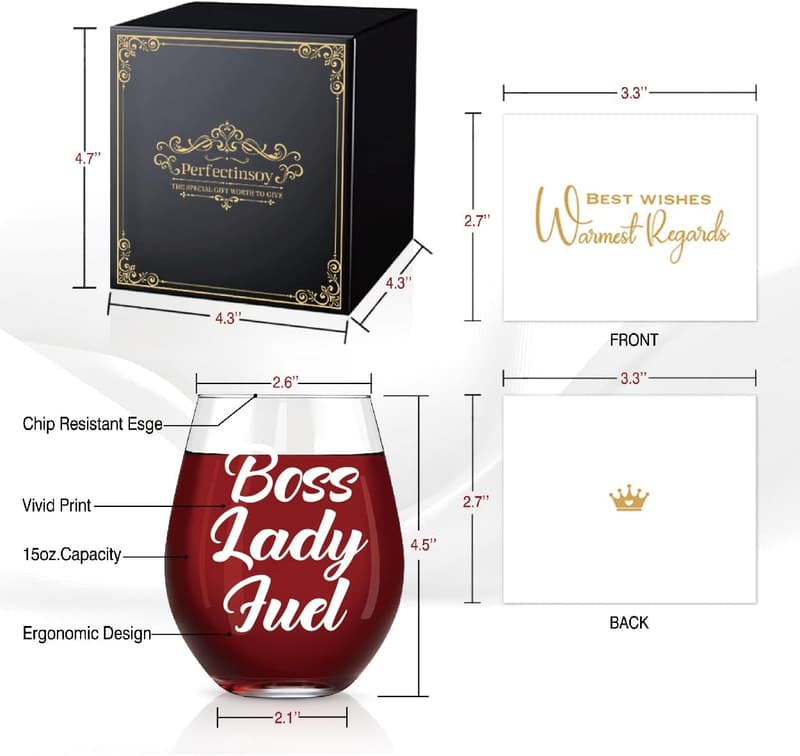 Boss Lady Fuel Stemless Wine Glass - Fun Gift for Women Managers