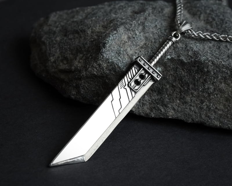 Fantasy RPG VII Remake Cloud Buster Sword Pendant Necklace