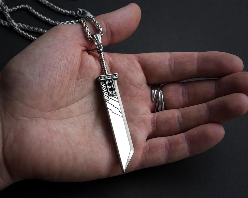 Fantasy RPG VII Remake Cloud Buster Sword Pendant Necklace