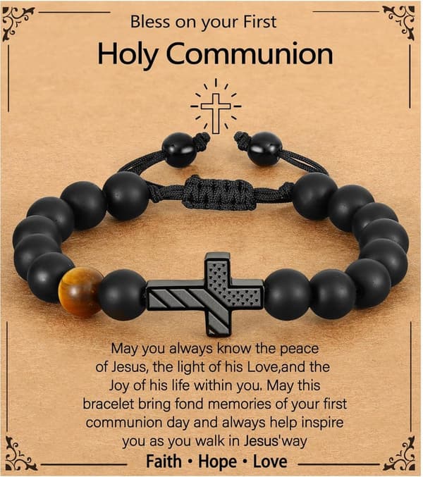 Cross Beads Bracelet for Boys - Christian Gift for Easter & Baptism