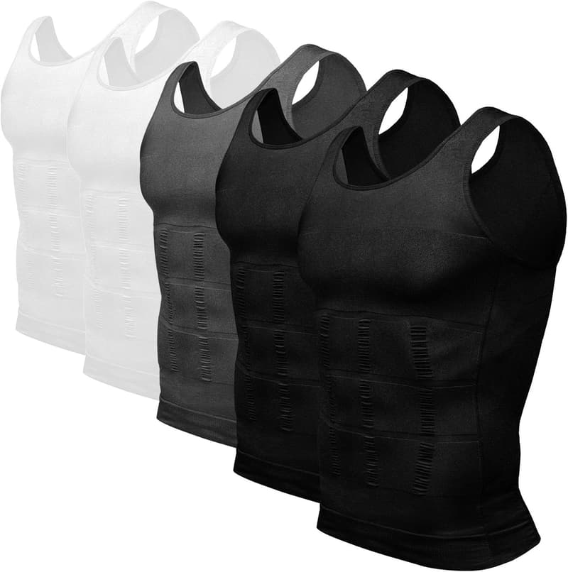 Men's Slimming Tummy Vest - 5 Pack Thermal Shapewear