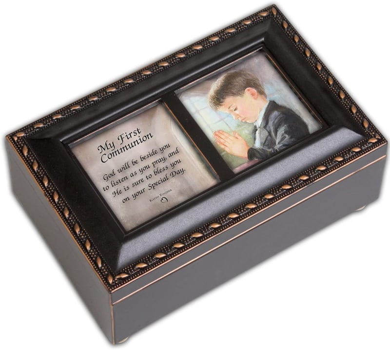 First Communion Music Box - God Beside You, Black Trim