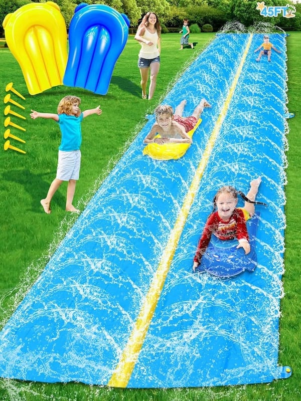 Double Lane 45ft Heavy Duty Water Slip and Slide for Kids