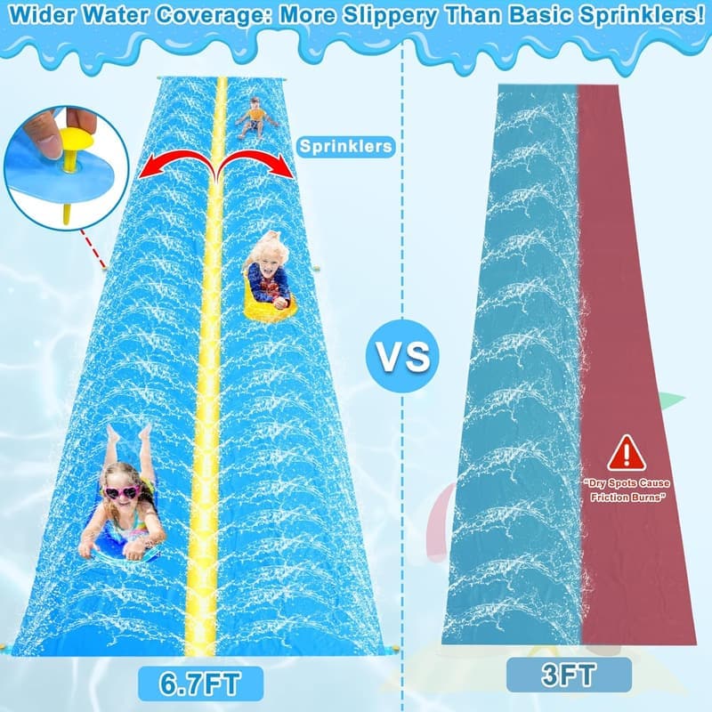 Double Lane 45ft Heavy Duty Water Slip and Slide for Kids