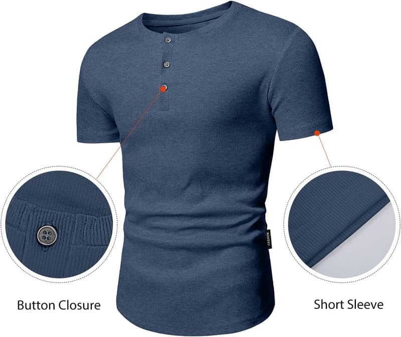 Men's Muscle Slim Henley Athletic Shirt for Gym Workouts