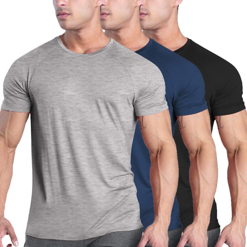 Men's 3-Pack Workout T-Shirts for Gym and Fitness