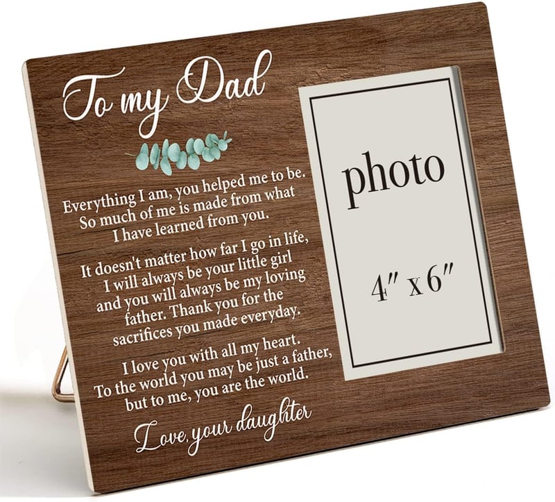 Father's Day Wooden Picture Frame for Dad - 4x6 Inch Photo