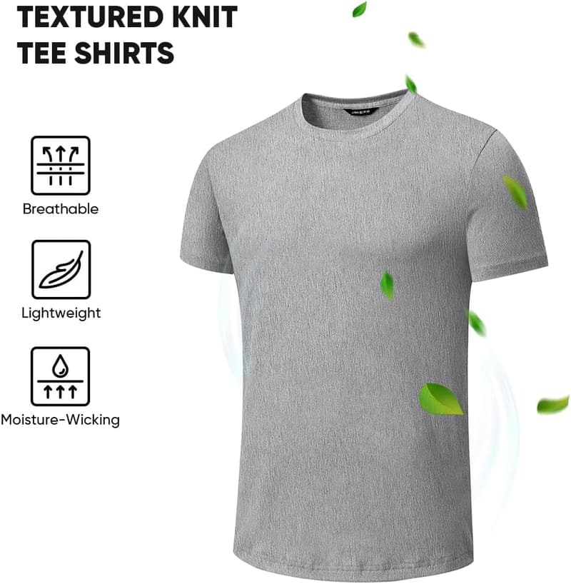 Men's Slim Fit Short Sleeve Gym T-Shirt - Textured Knit