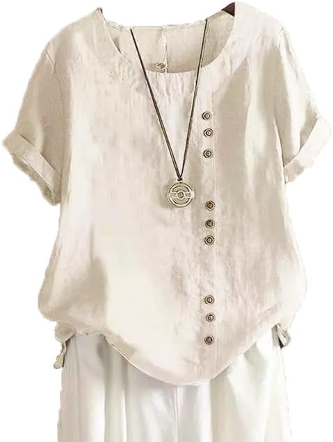 Womens Casual Oversized Crew Neck Summer T-Shirt