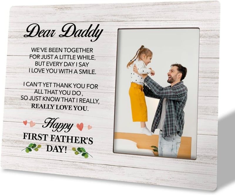 First Father's Day Wooden Photo Frame Gift for Dad