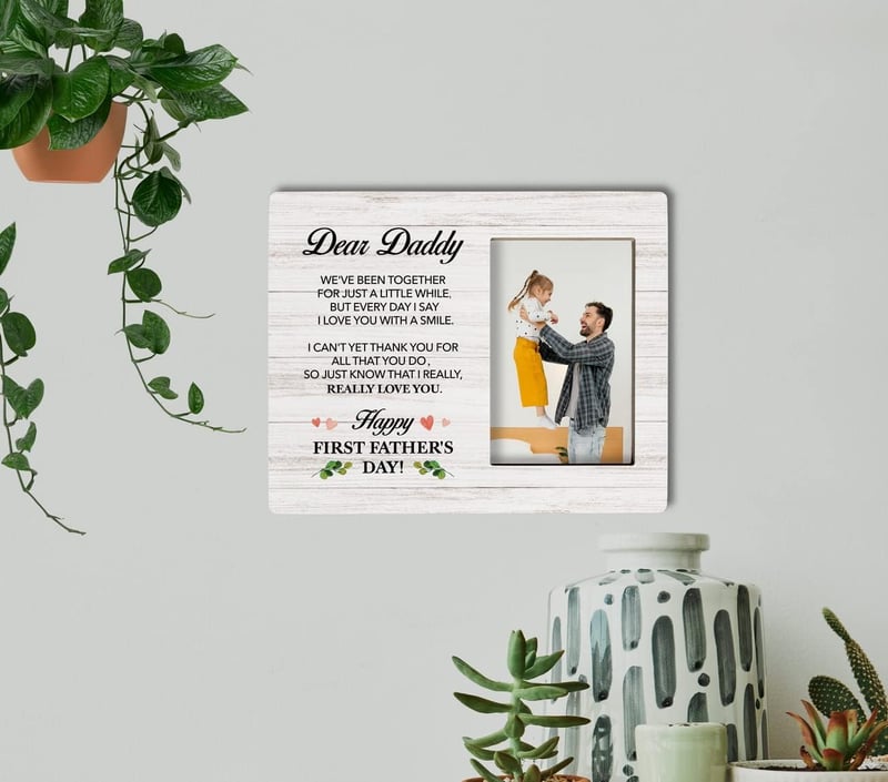 First Father's Day Wooden Photo Frame Gift for Dad