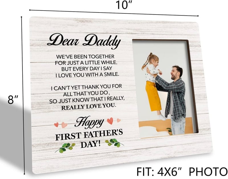 First Father's Day Wooden Photo Frame Gift for Dad