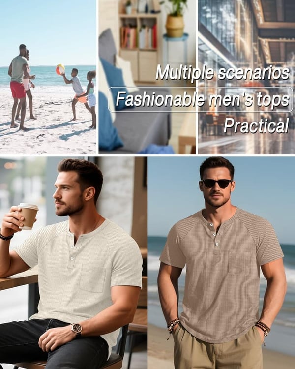 Men's Big & Tall Waffle Henley T-Shirts - 3 Pack