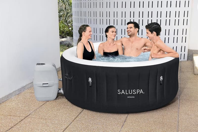 Portable Inflatable Hot Tub Spa for 2-4 Persons - Black