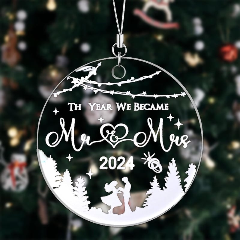 First Christmas Married Ornament - Mr & Mrs 2024 Couples Gift