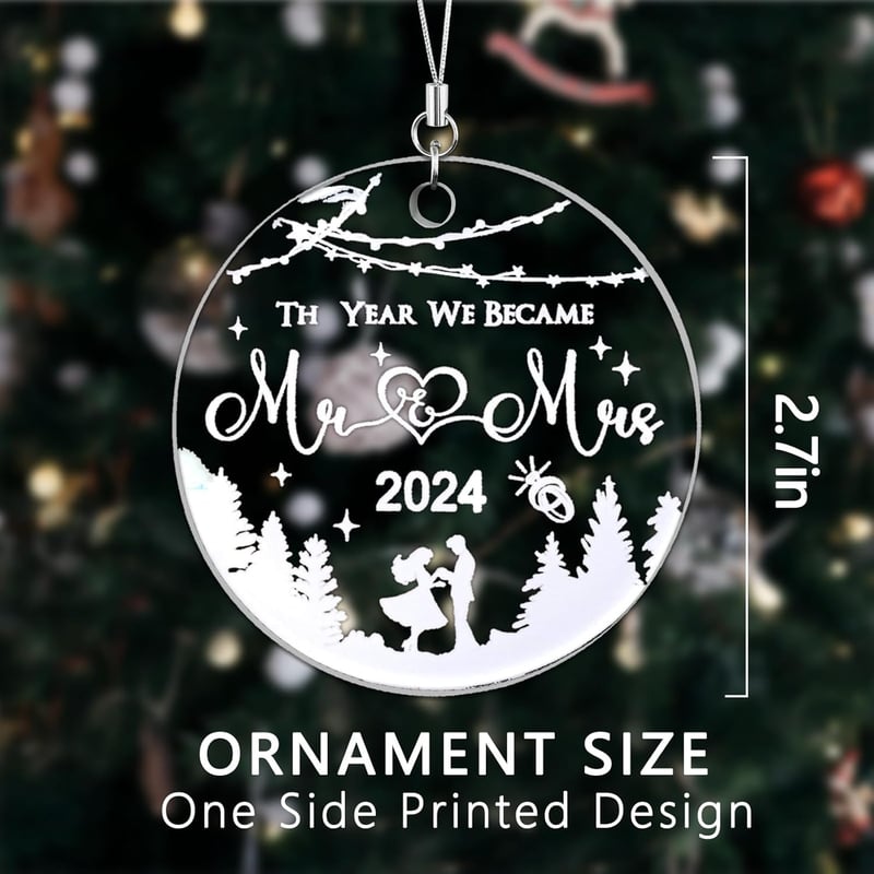 First Christmas Married Ornament - Mr & Mrs 2024 Couples Gift