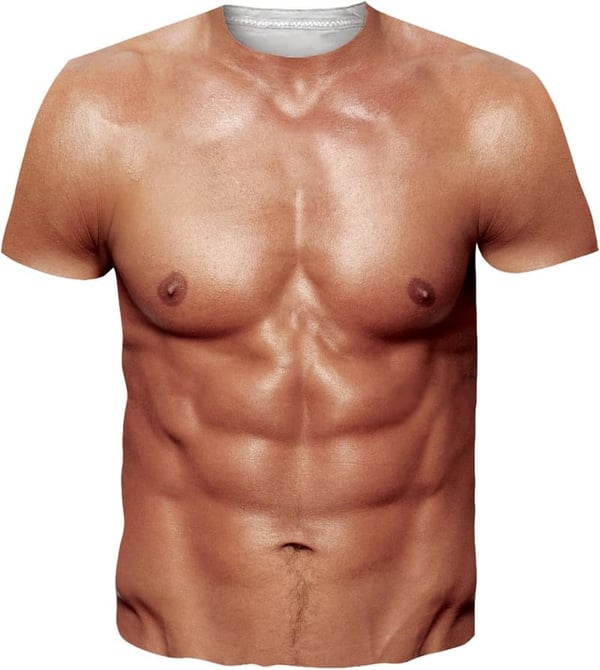 Unisex 3D Fake Abs Short Sleeve Novelty T-Shirt
