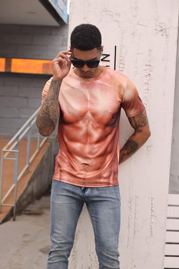 Unisex 3D Fake Abs Short Sleeve Novelty T-Shirt