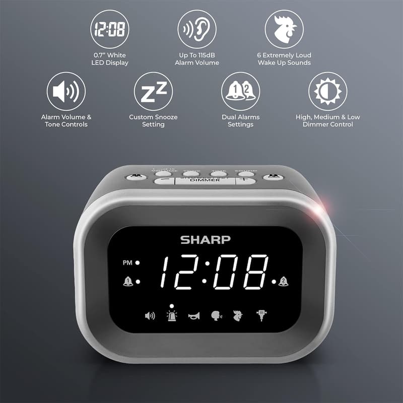 Super Loud Alarm Clock for Heavy Sleepers - 115dB Sound, LED Display