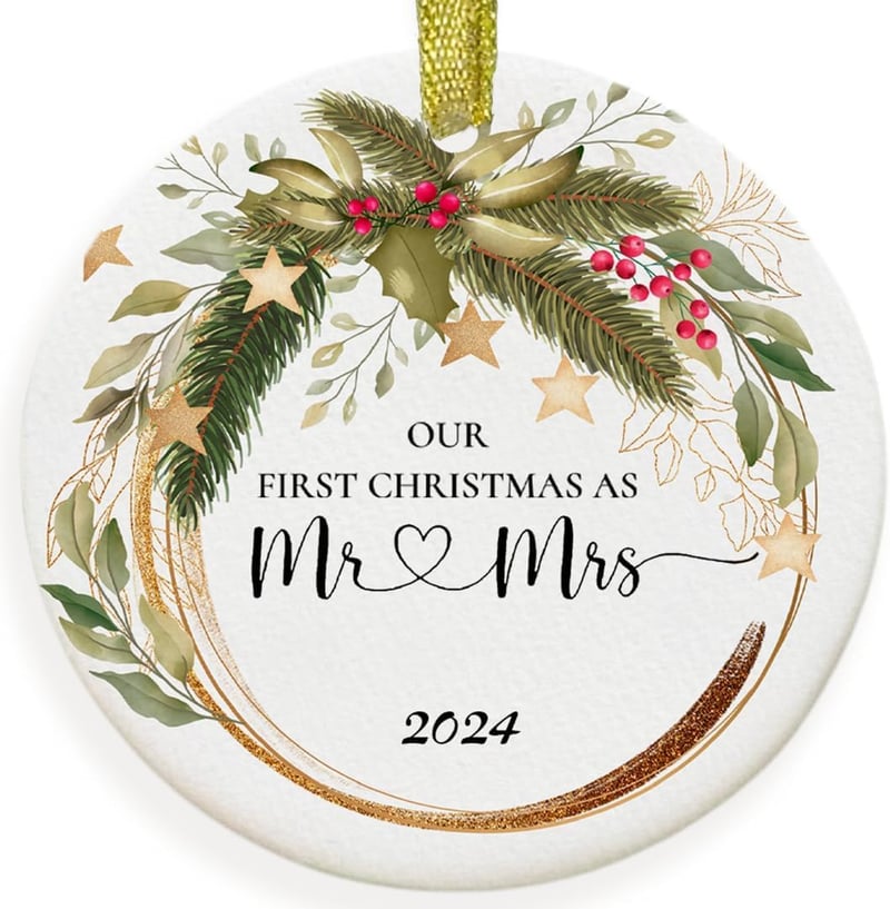First Christmas Married Ornament 2024 for Couples