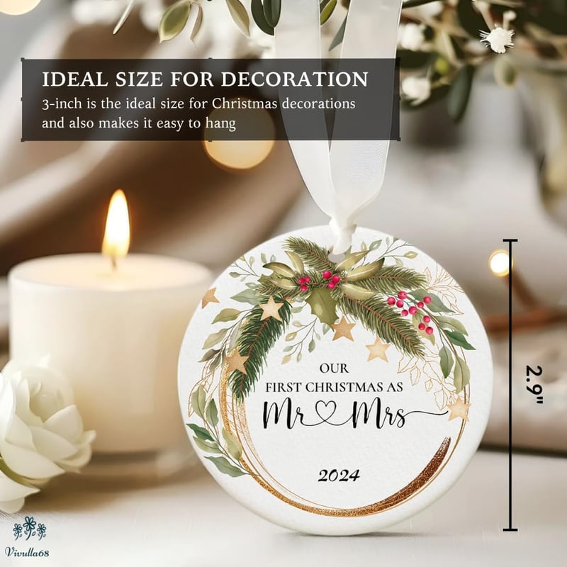 First Christmas Married Ornament 2024 for Couples