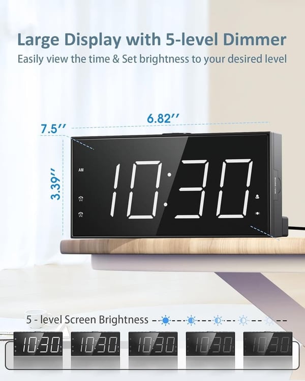 Vibrating Alarm Clock with Bed Shaker & USB Charger for Heavy Sleepers