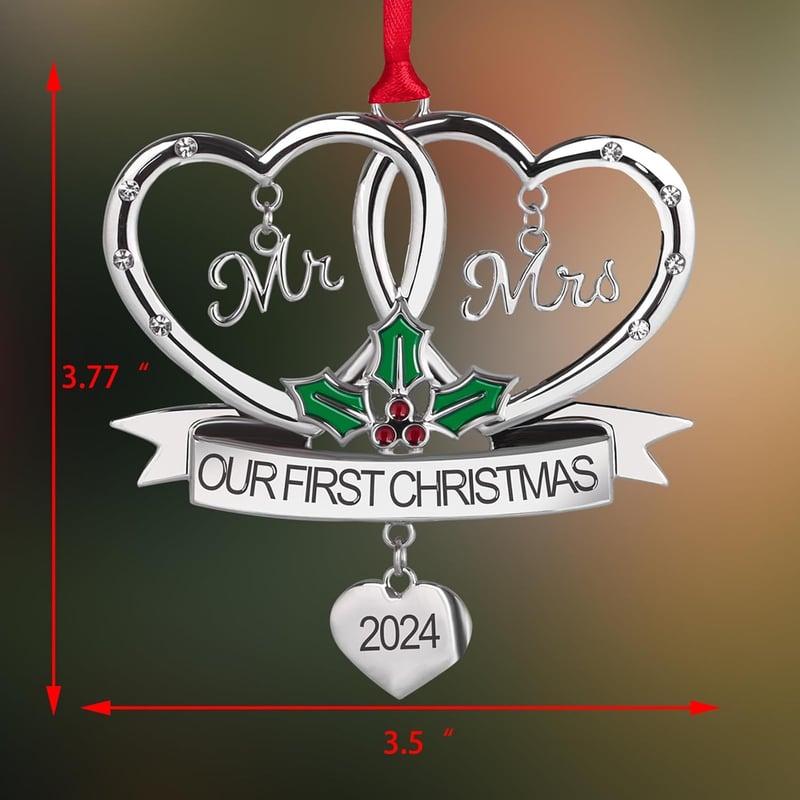 First Christmas Married Ornament for Couples - Metal Gift