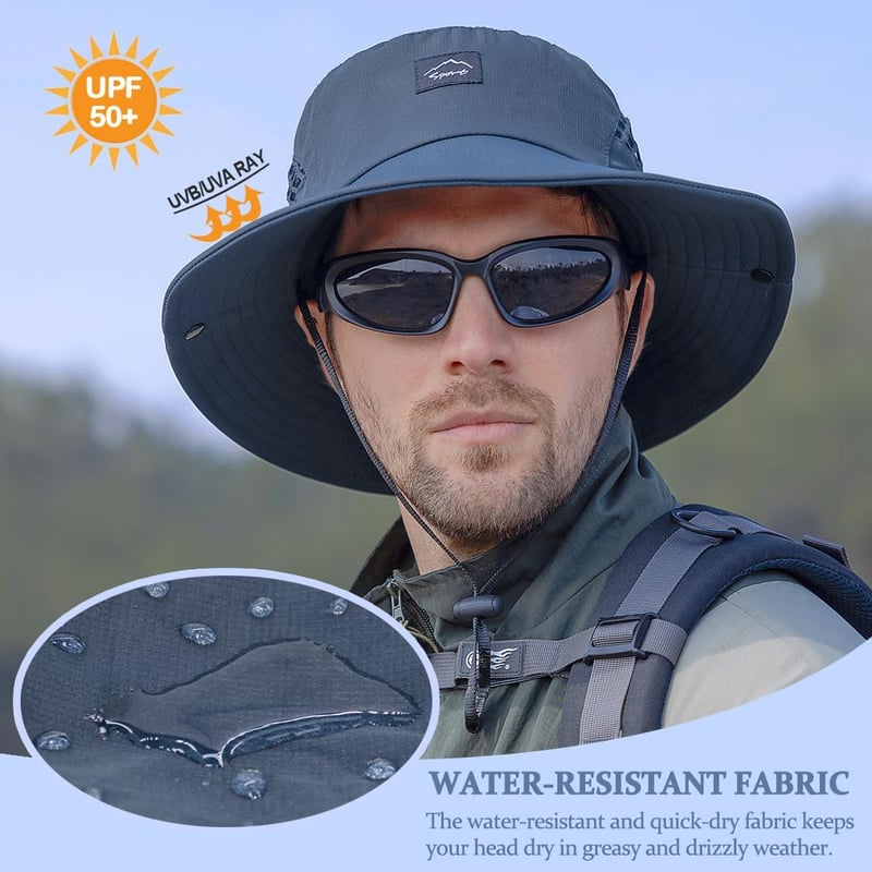 UPF50+ Sun Hat for Men and Women, Wide Brim Bucket Hat