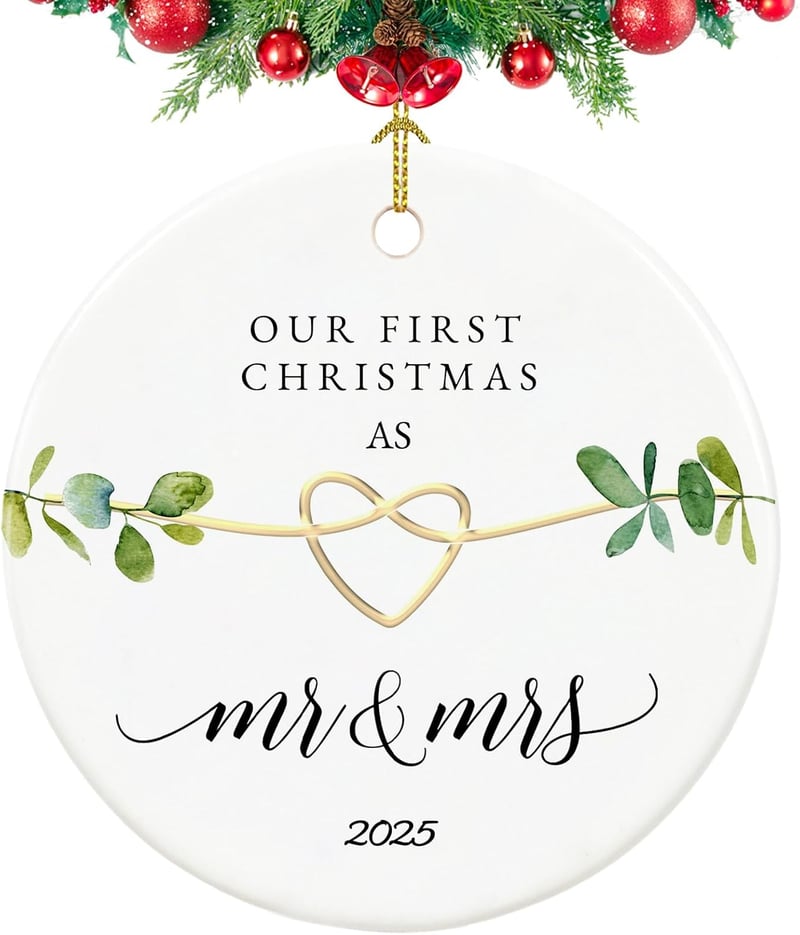 First Christmas Married Ornament 2025 - Ceramic Keepsake Gift