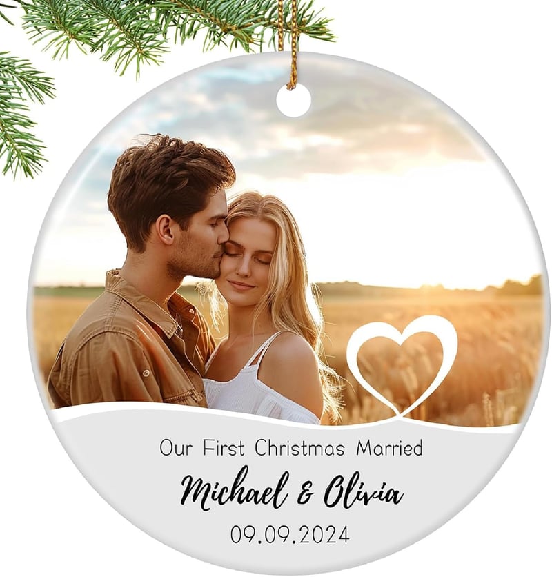 Personalized First Christmas Married Ornament for Couples 2024