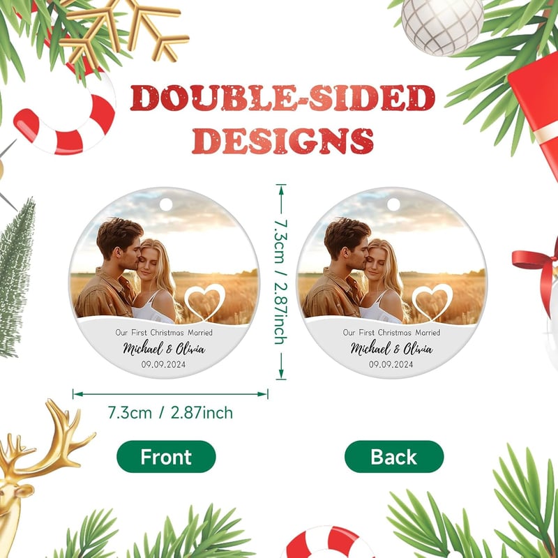 Personalized First Christmas Married Ornament for Couples 2024
