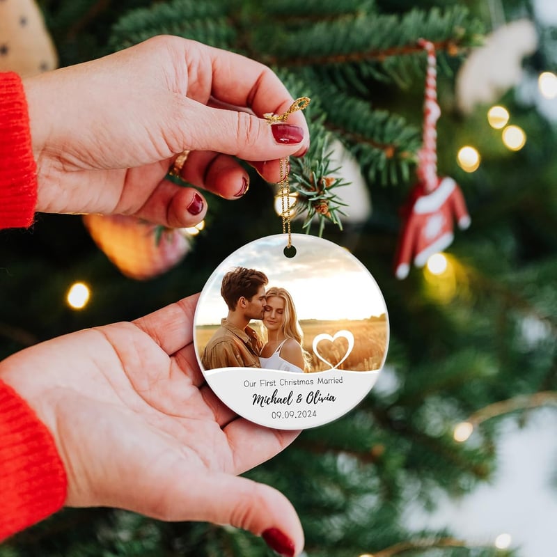 Personalized First Christmas Married Ornament for Couples 2024