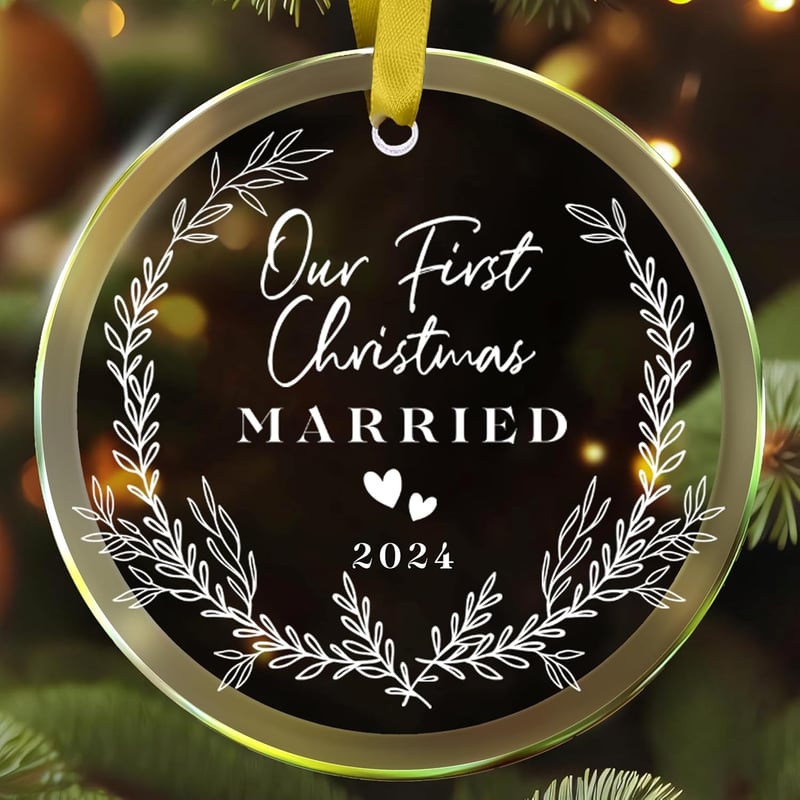 First Christmas Married Ornament 2024 for Couples