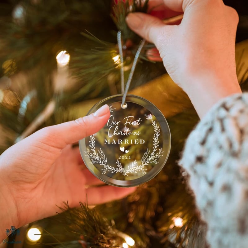 First Christmas Married Ornament 2024 for Couples
