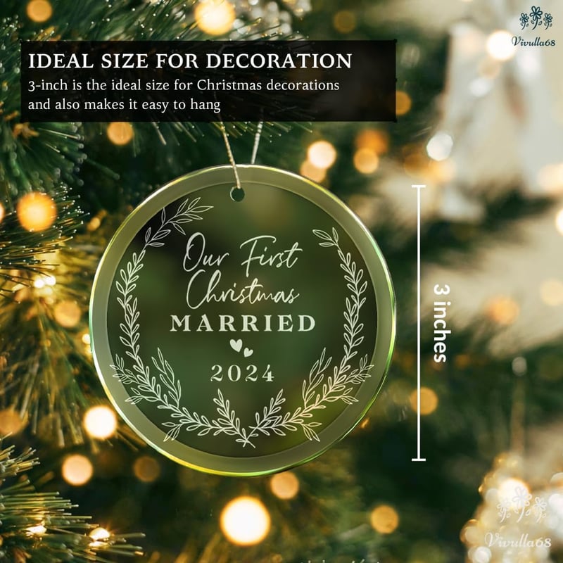 First Christmas Married Ornament 2024 for Couples